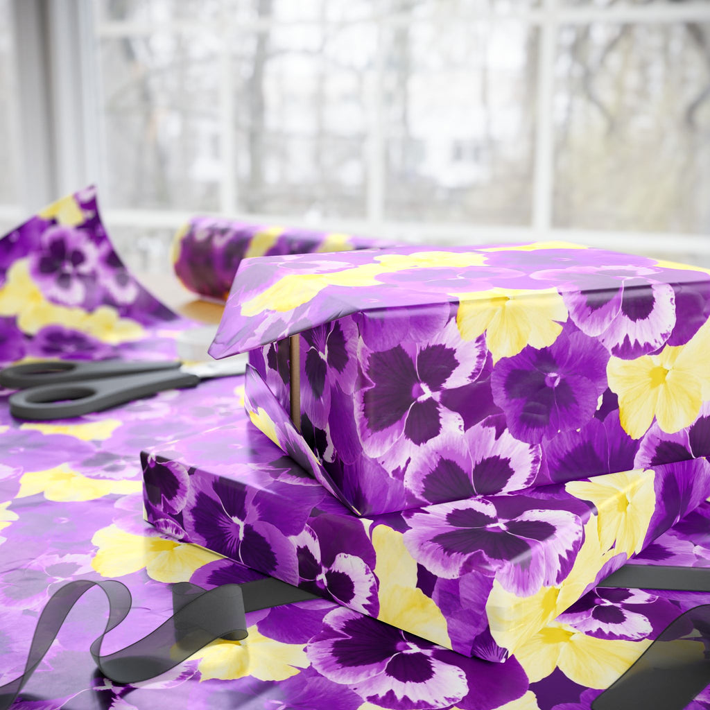 Purple Pansy Wrapping Paper – Bold Floral Gift Wrap by Flora & Co.