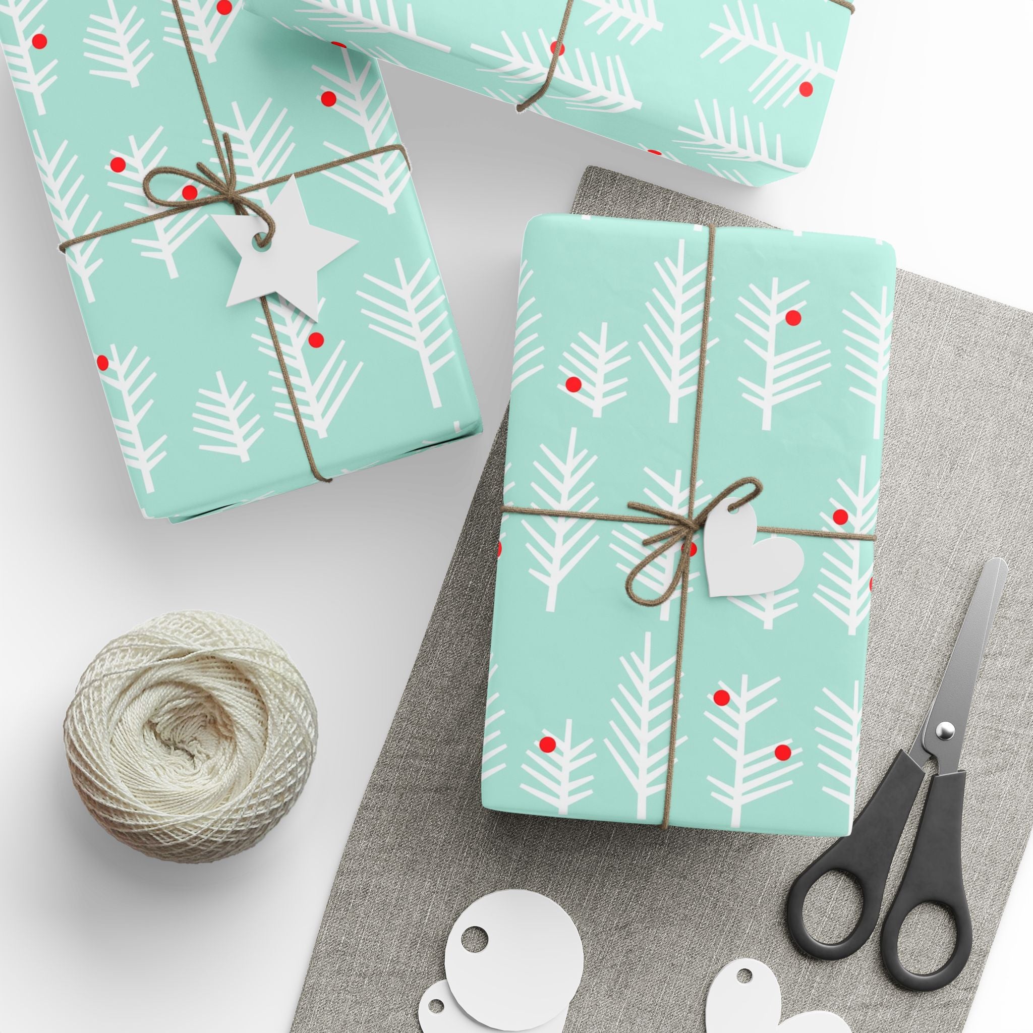 Mint Evergreen Wrapping Paper – Modern Holiday Gift Wrap by Flora & Co.
