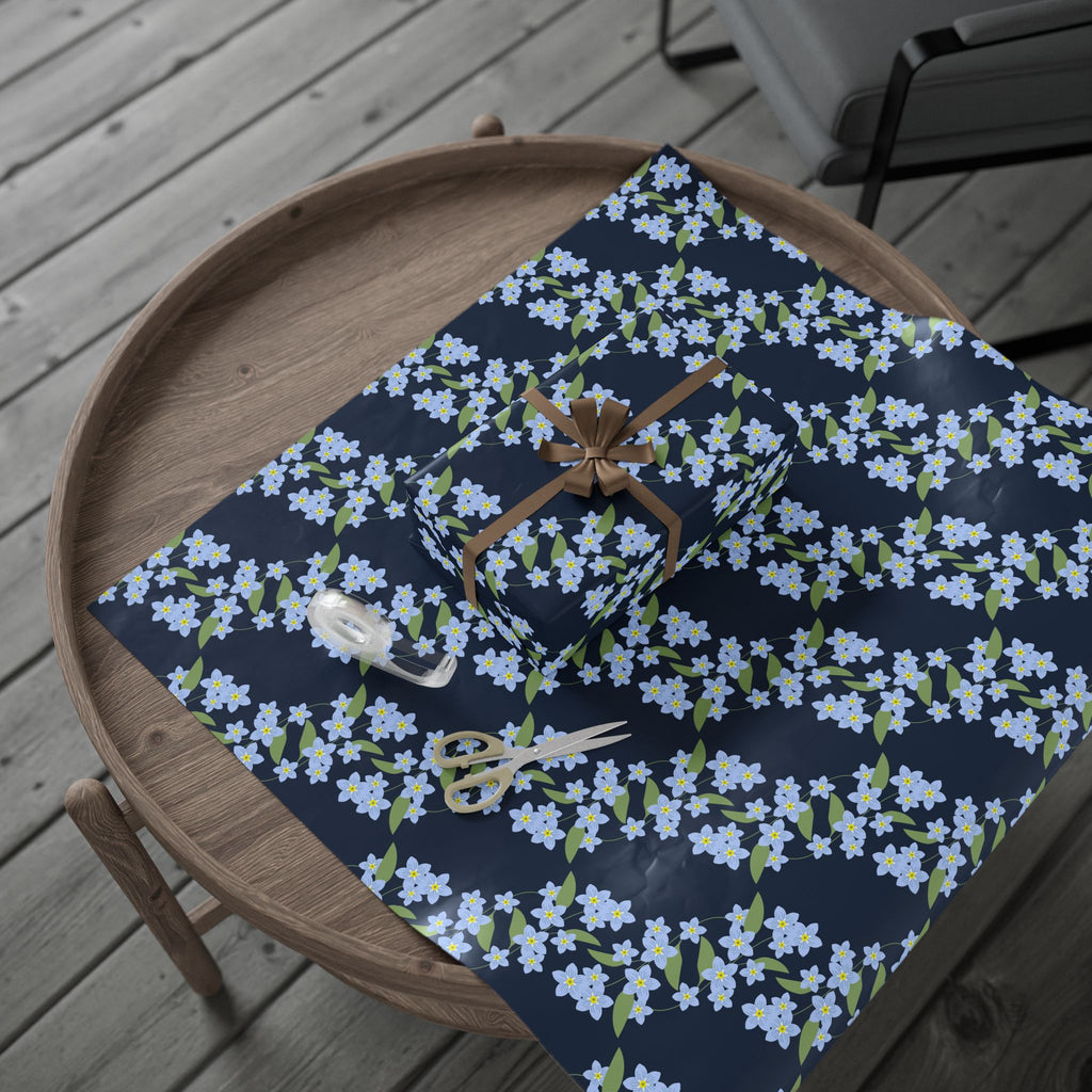 Forget-Me-Not Wrapping Paper – Delicate Blue Floral Gift Wrap by Flora & Co.
