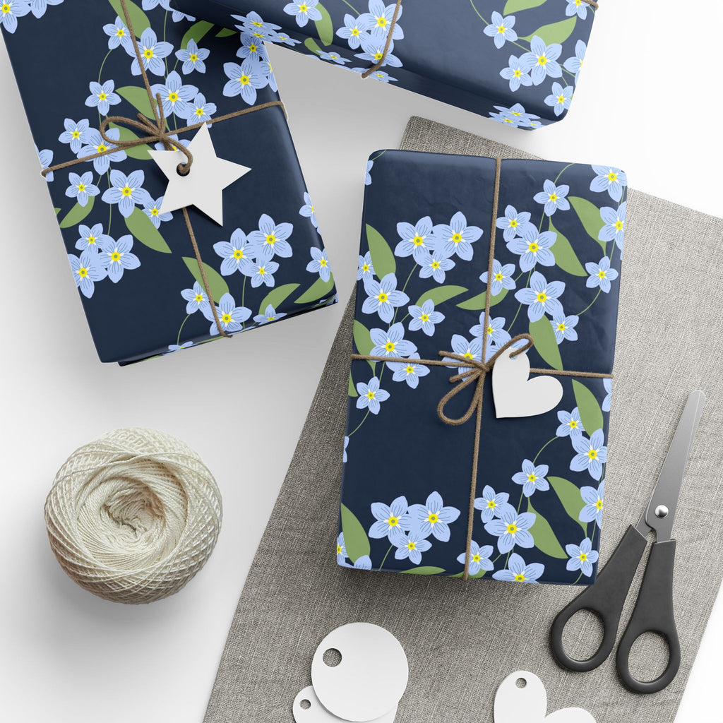 Forget-Me-Not Wrapping Paper – Delicate Blue Floral Gift Wrap by Flora & Co.