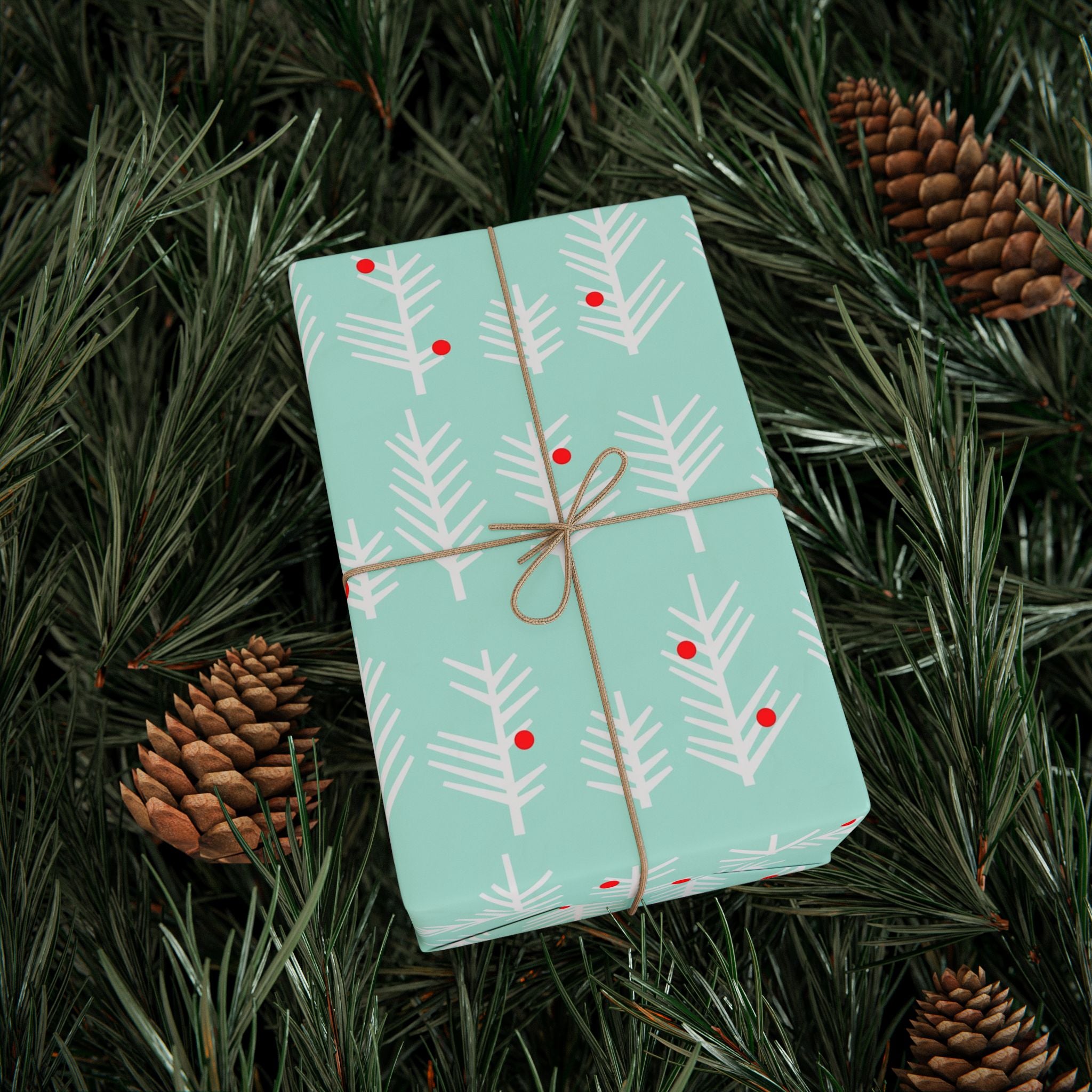 Mint Evergreen Wrapping Paper – Modern Holiday Gift Wrap by Flora & Co.