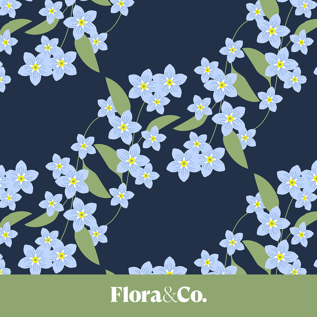 Forget-Me-Not Wrapping Paper – Delicate Blue Floral Gift Wrap by Flora & Co.