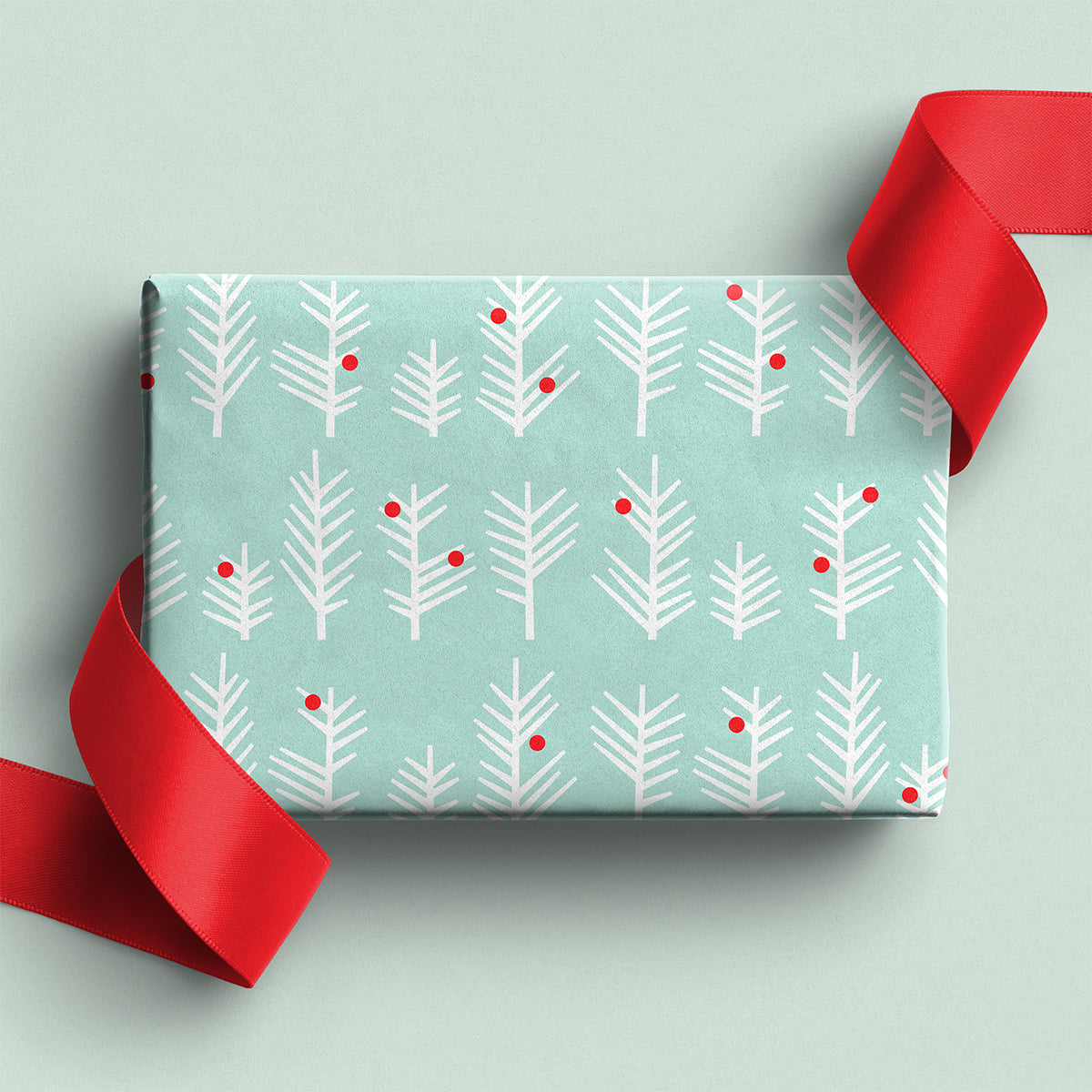 Mint Evergreen Wrapping Paper – Modern Holiday Gift Wrap by Flora & Co.