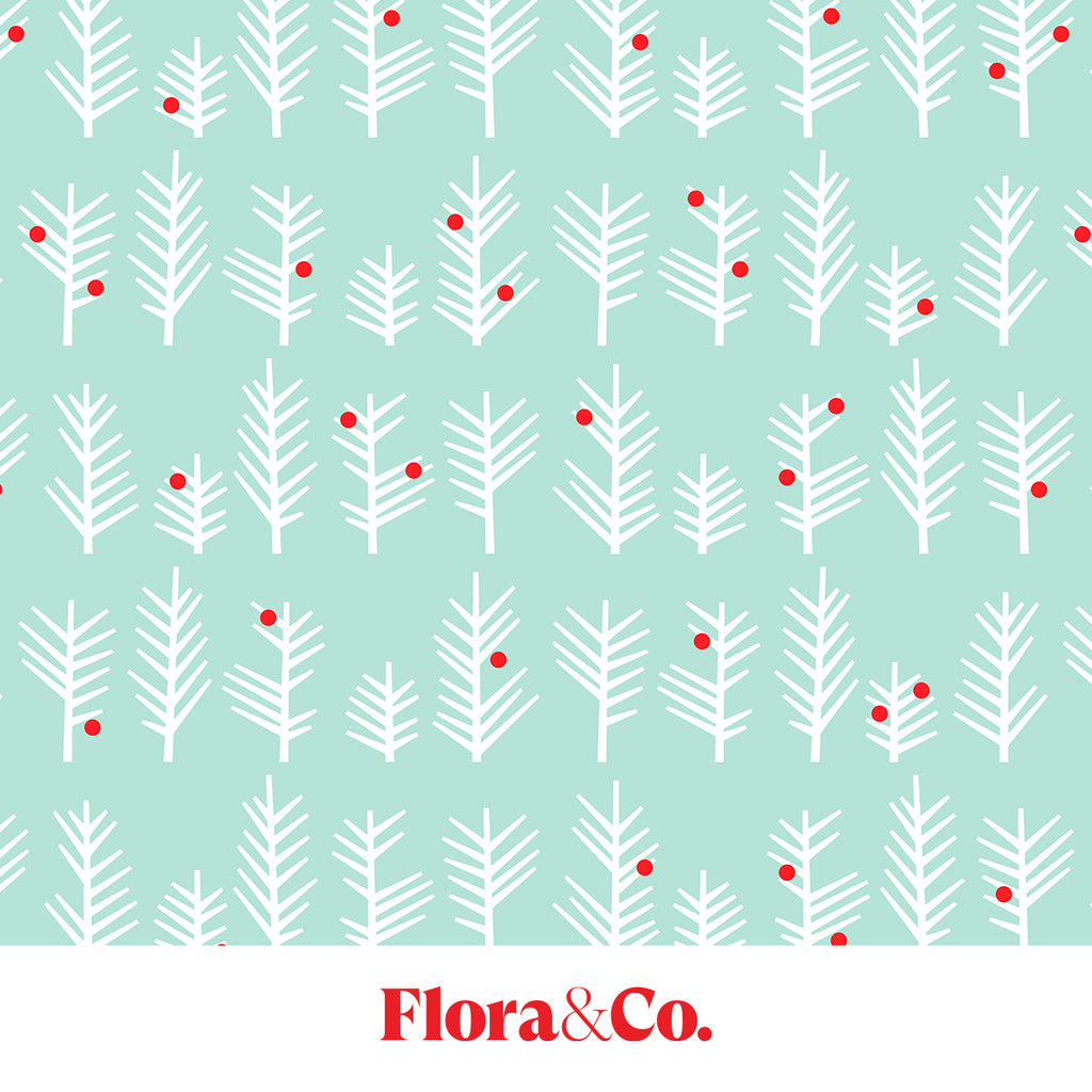 Mint Evergreen Wrapping Paper – Modern Holiday Gift Wrap by Flora & Co.