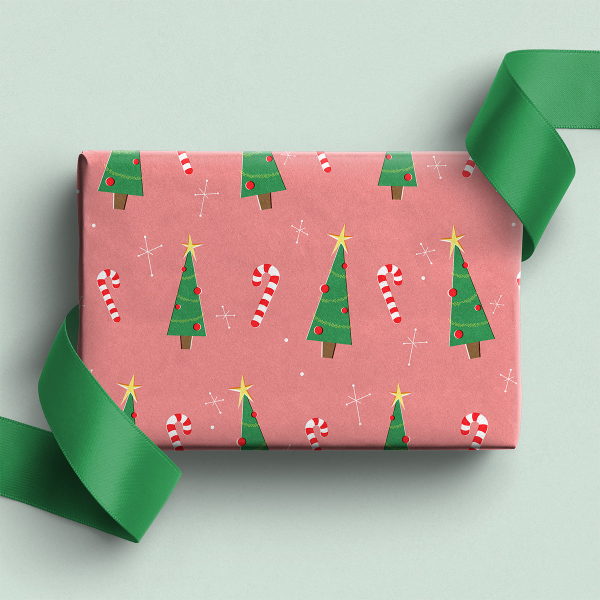 Retro Christmas Tree Wrapping Paper – Vintage Holiday Gift Wrap by Flora & Co.