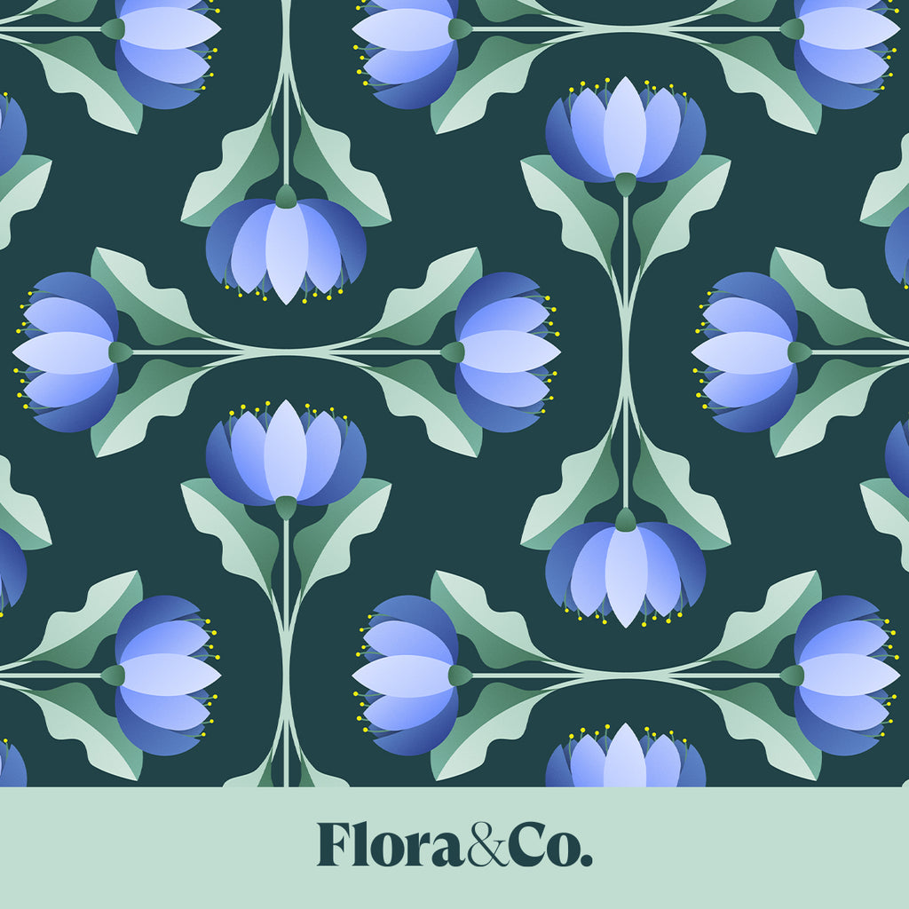Blue Flower Scallop Pattern Wrapping Paper – Elegant Floral Gift Wrap by Flora & Co.