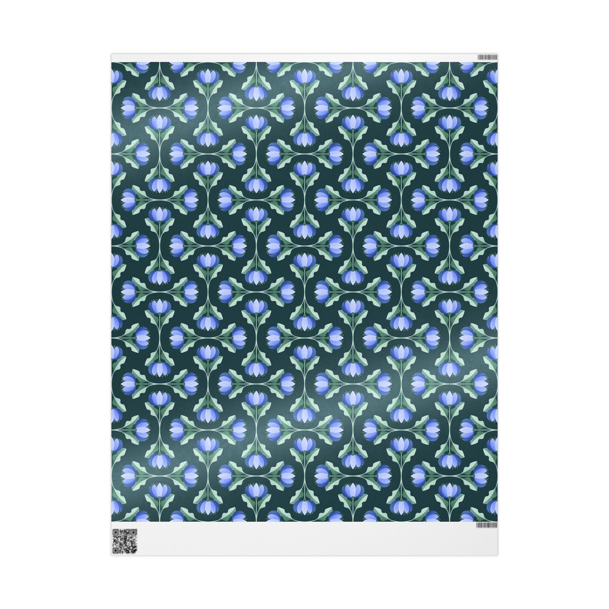 Blue Flower Scallop Pattern Wrapping Paper – Elegant Floral Gift Wrap by Flora & Co.