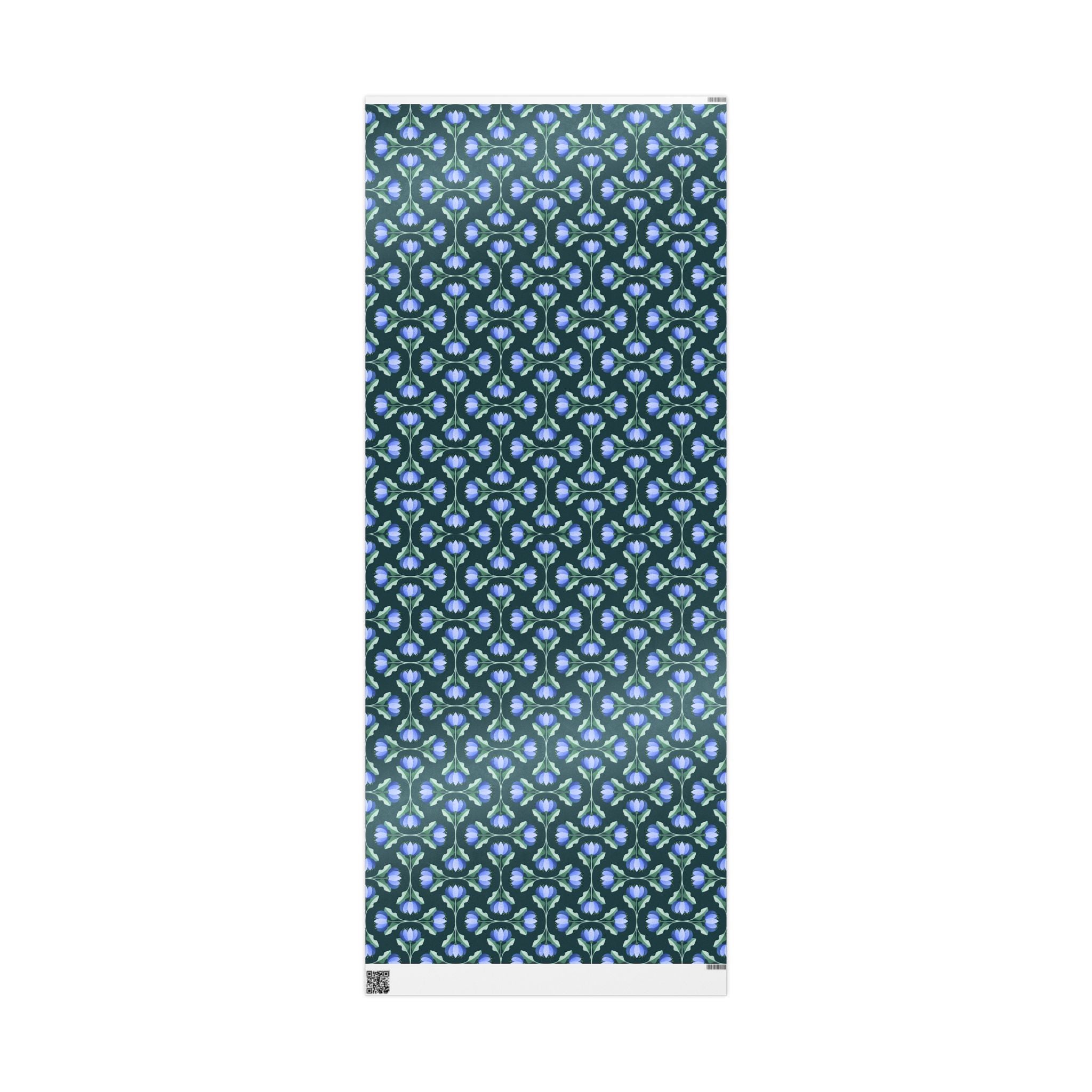 Blue Flower Scallop Pattern Wrapping Paper – Elegant Floral Gift Wrap by Flora & Co.