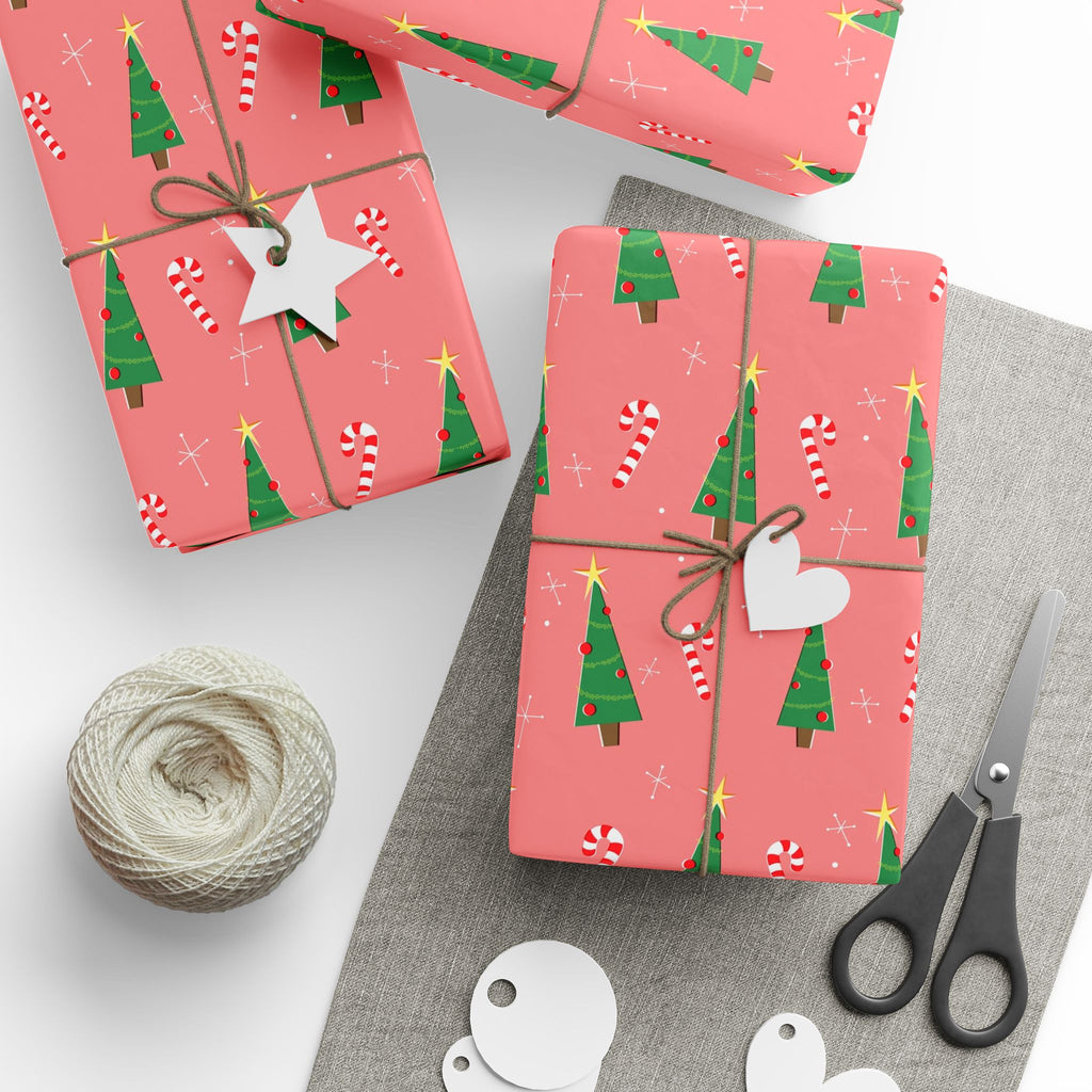 Retro Christmas Tree Wrapping Paper – Vintage Holiday Gift Wrap by Flora & Co.