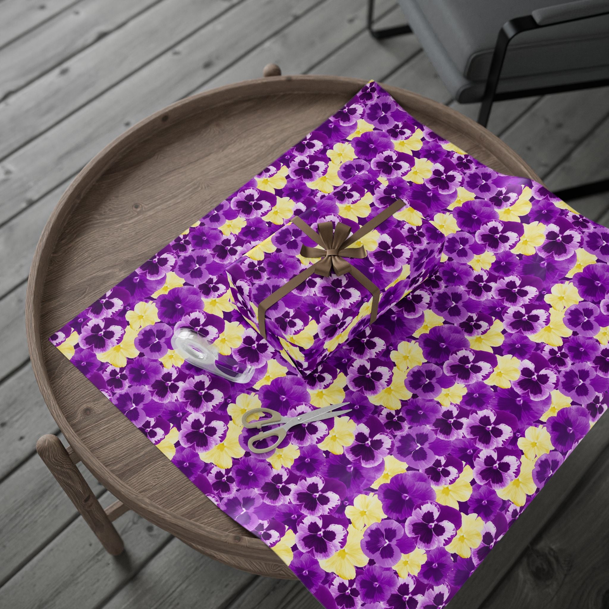 Purple Pansy Wrapping Paper – Bold Floral Gift Wrap by Flora & Co.